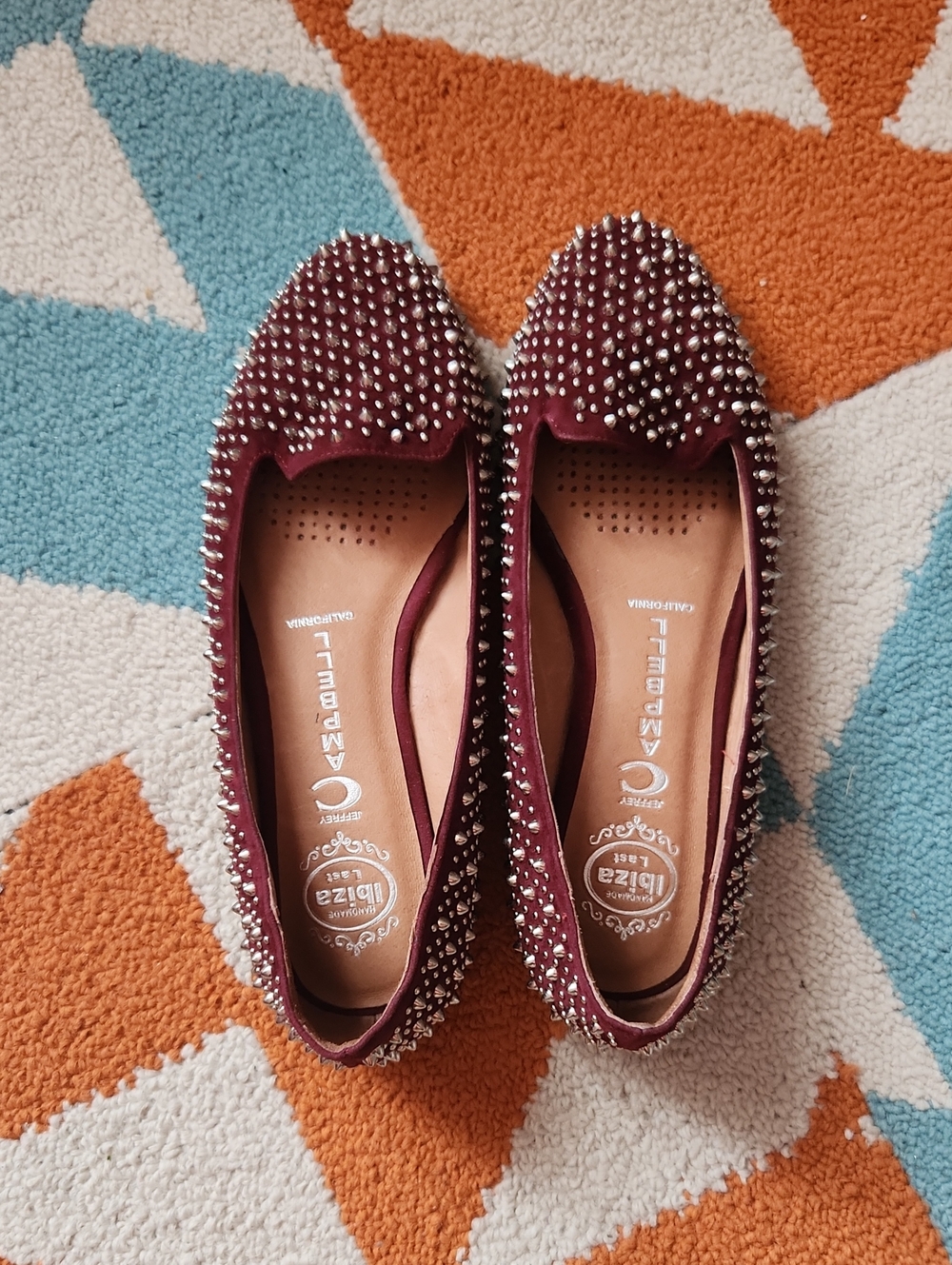 Jeffrey Campbell Burgundy Studded Loafers